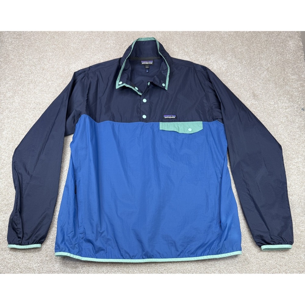 Patagonia Houdini Snap-T Pullover Men's LARGE Blue Windbreaker Jacket STY24150